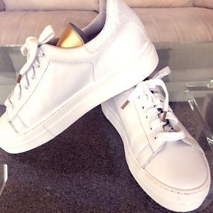 Maje White Leather Platform Sneaker Made Portugal